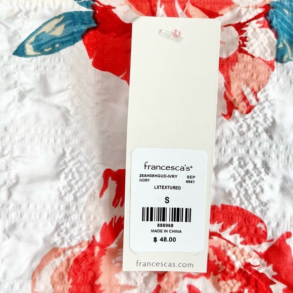 NWT Francesca's Carra Floral Babydoll Mini‎ Dress White Pink Red Blue Size Small - Picture 12 of 14